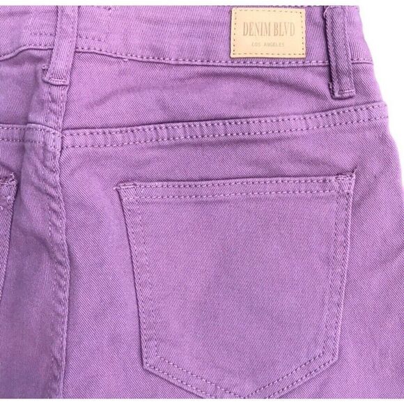 2 PAIR Denim Blvd Mid Rise Cut Off Jean Shorts Sz 5 Sm Blue Green & Lilac Bundle - Picture 6 of 6